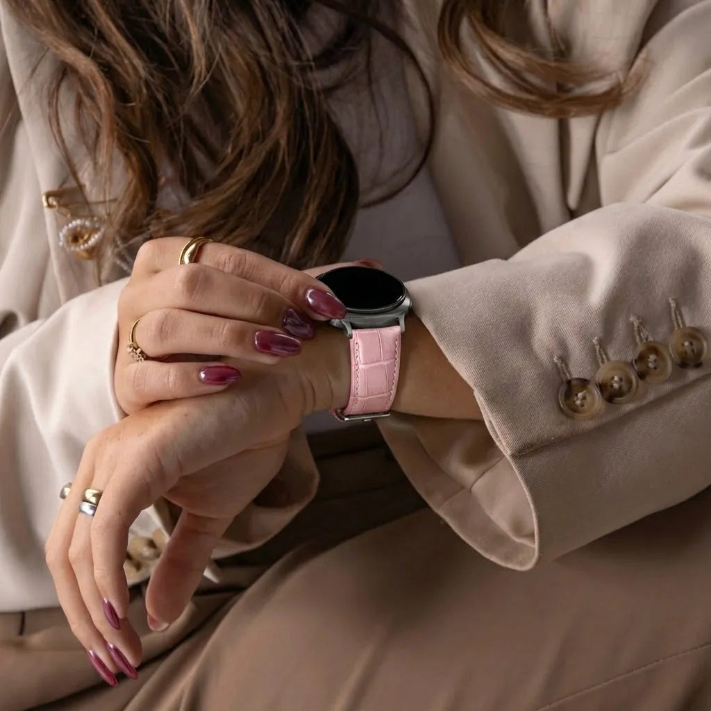 Polar Ignite 3 Lederarmband mit Krokoprägung (Rosa)