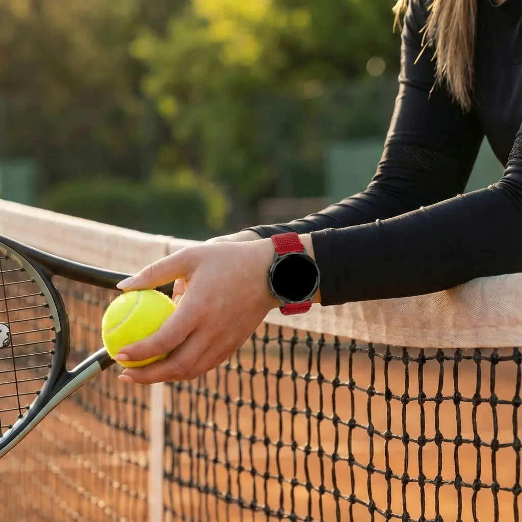 Bandz Garmin Vivomove Luxe nylon loop band (rood)