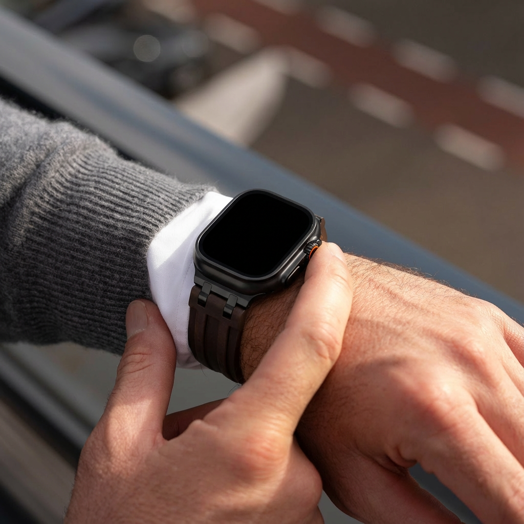 Apple Watch Ultra Solid Leather Strap (Coffee)