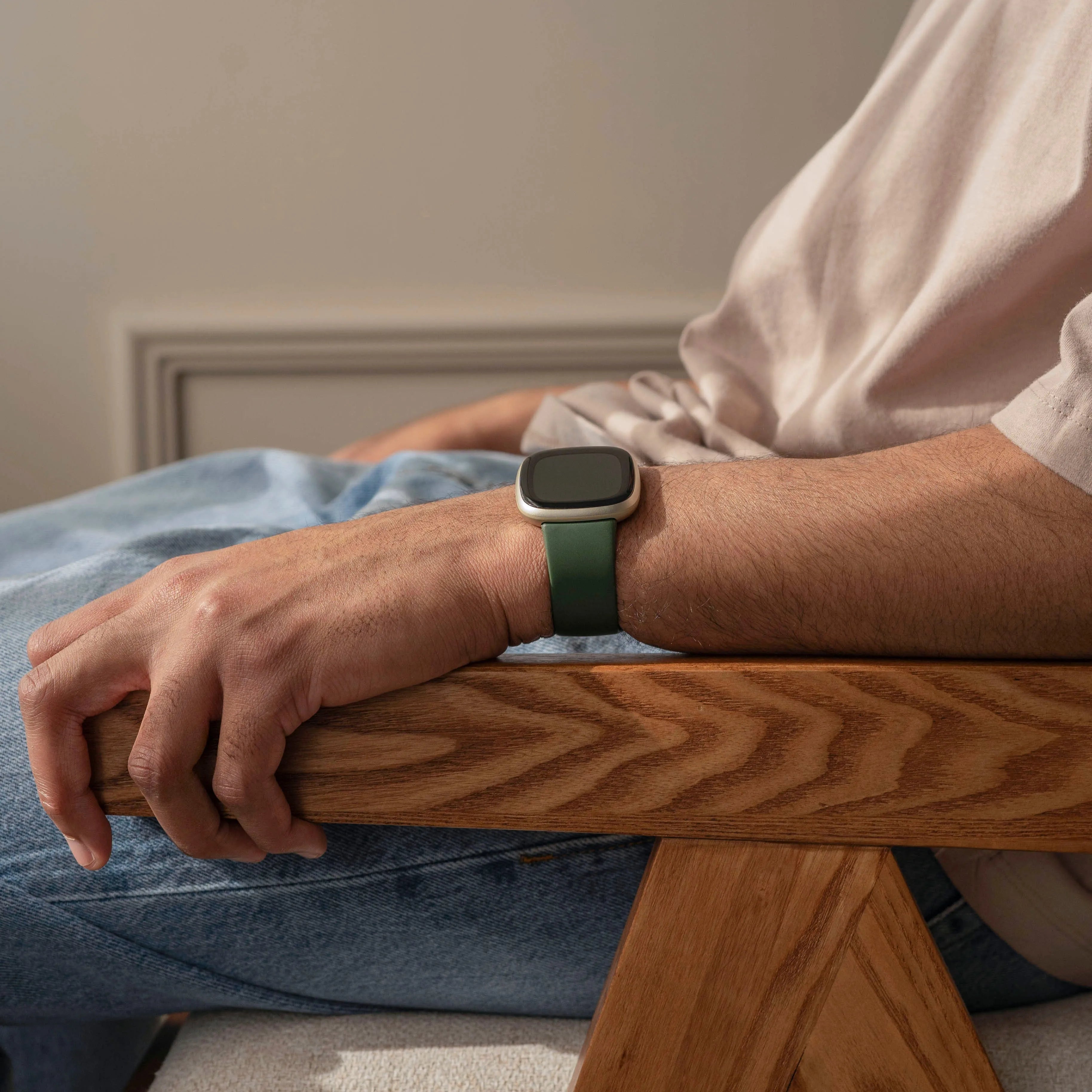 Fitbit Sense Silikonarmband Classic (Dunkelgrün)