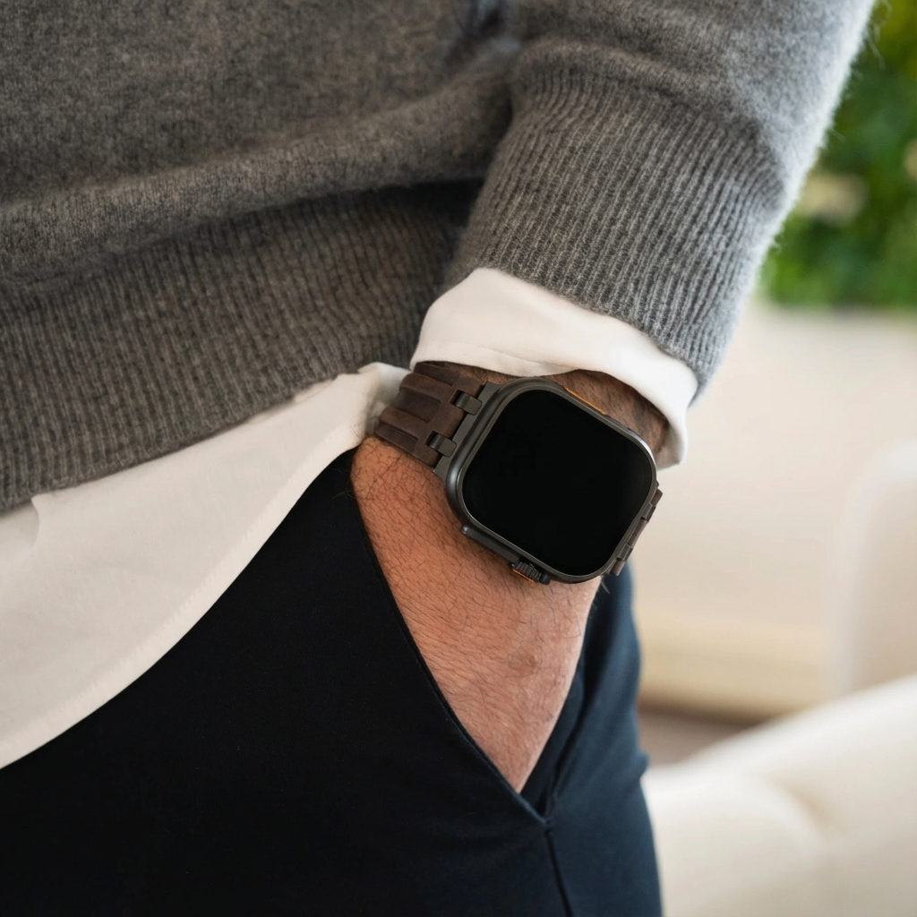 Apple Watch Ultra Solid Leather Strap (Coffee)