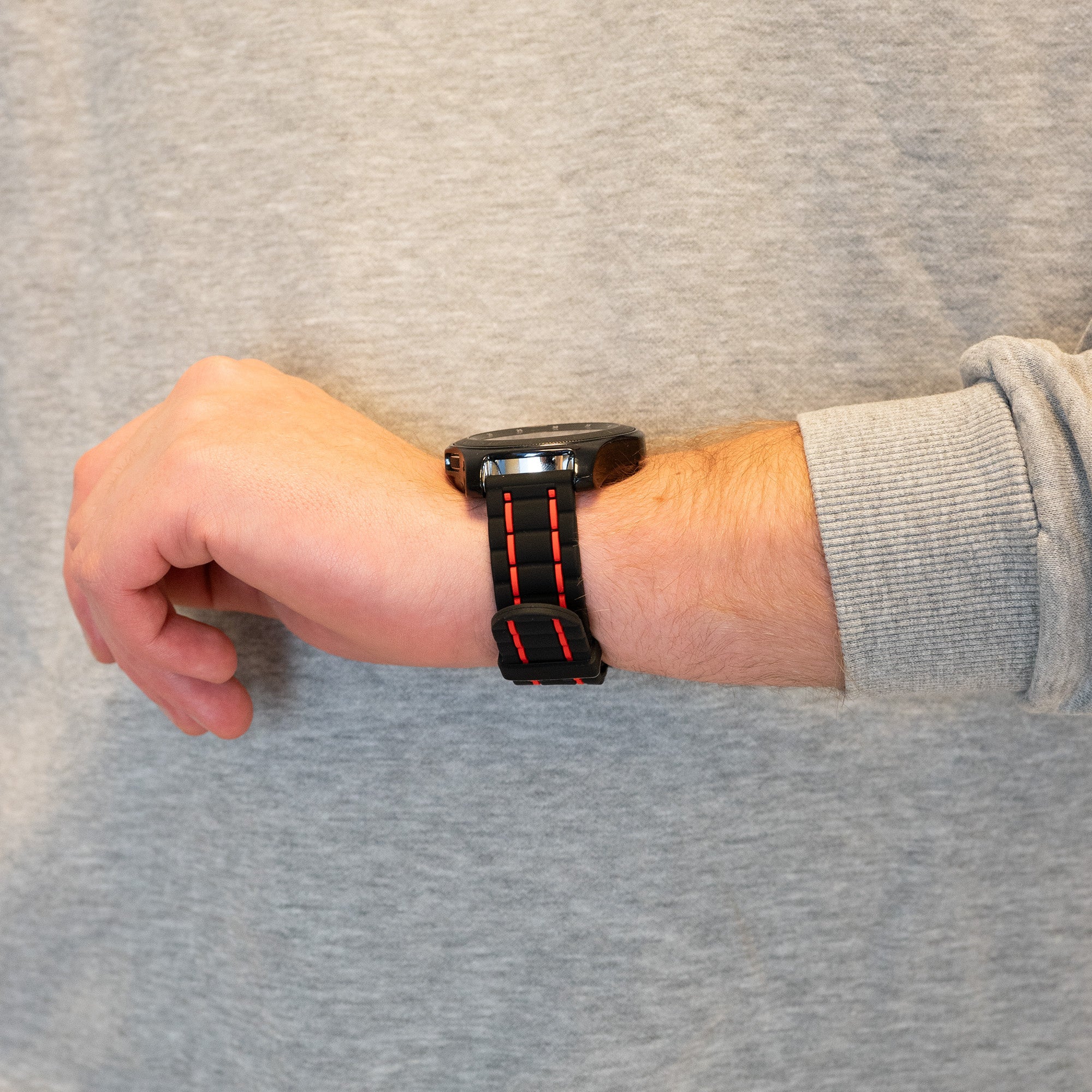 Bandz CMF Watch Pro 3 Gestreiftes Sportarmband (Schwarz/Rot)