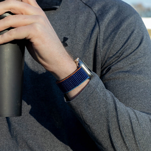 Bandz Apple Watch nylon band 'Classic' met P-buckle (donkerblauw)