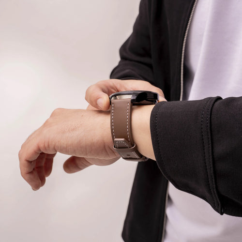 Oppo Watch X 'One Push' Leather Strap (Dark Brown)