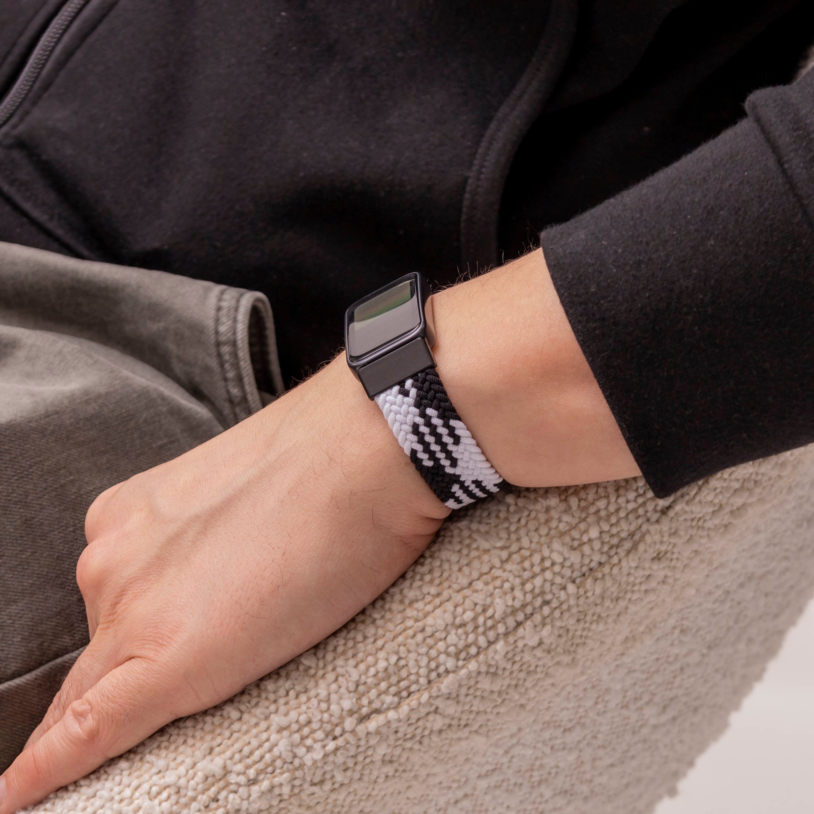 Bracelet tressé Huawei Band 10 (mandala noir)