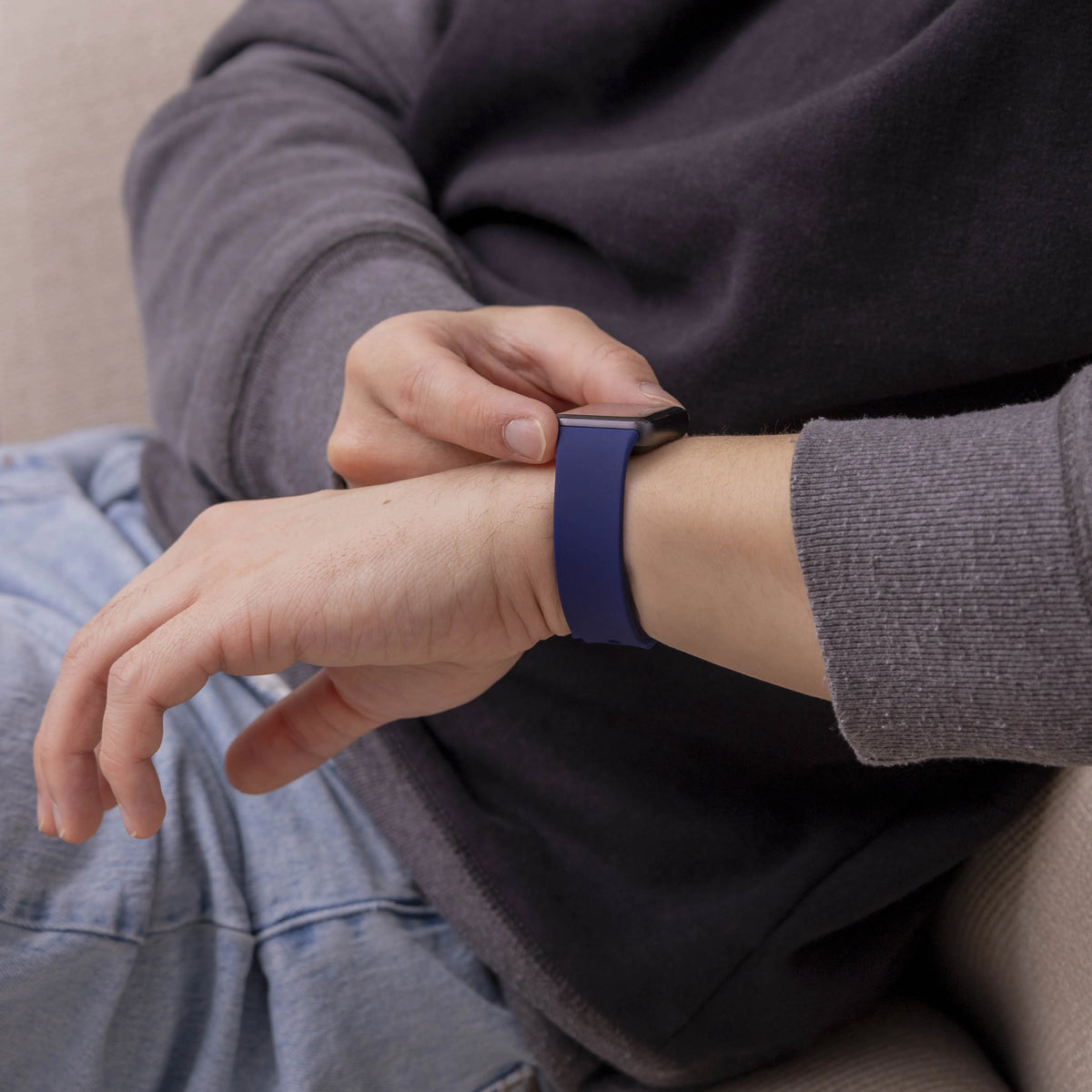 Silicone Strap, dark blue, lifestyle photo
