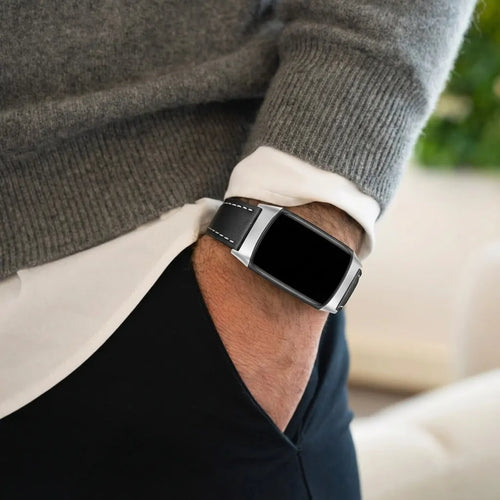 Fitbit Charge 6 Modern Lederarmband (Schwarz)