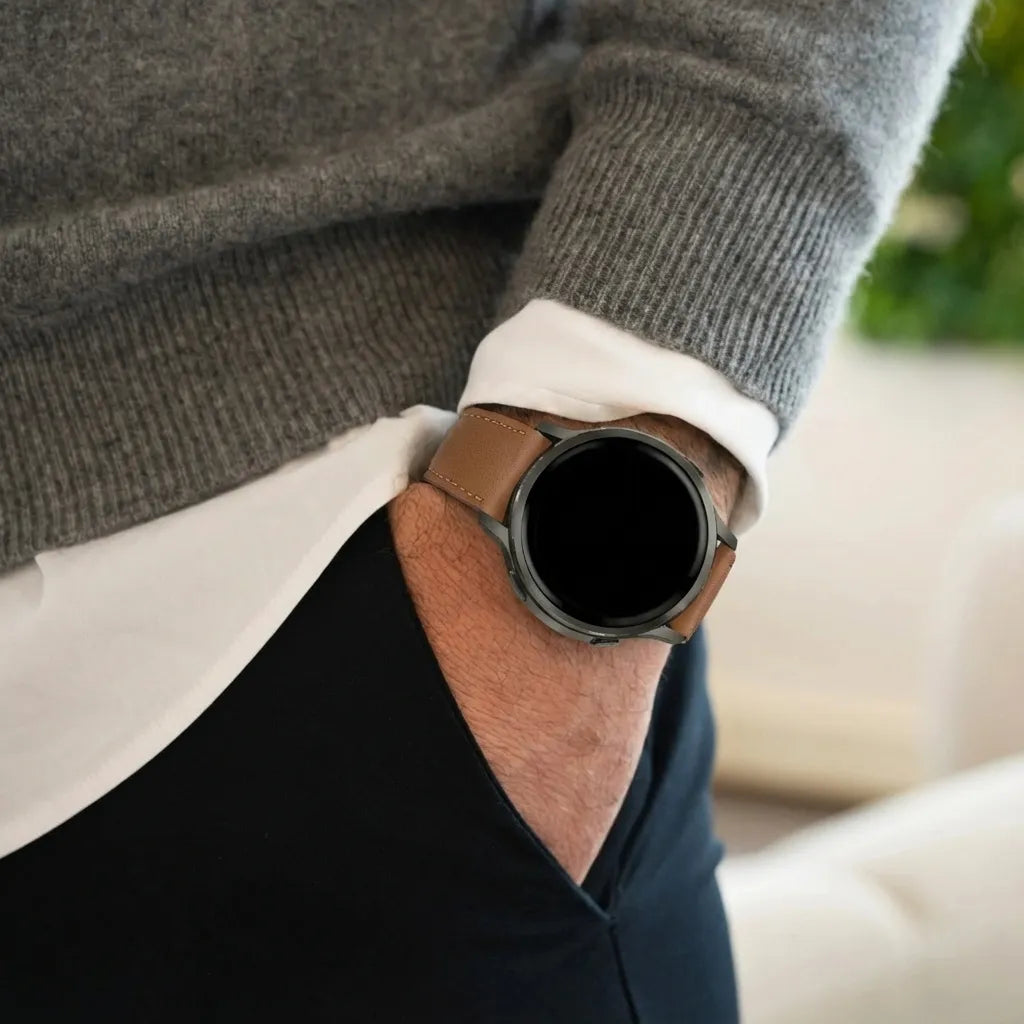 Bandz Correa cuero 'Deluxe' Garmin Vivomove Luxe (marrón)