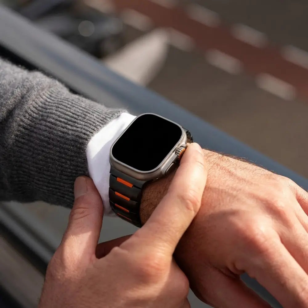 Correa acero híbrido Apple Watch Ultra (negro/naranja)