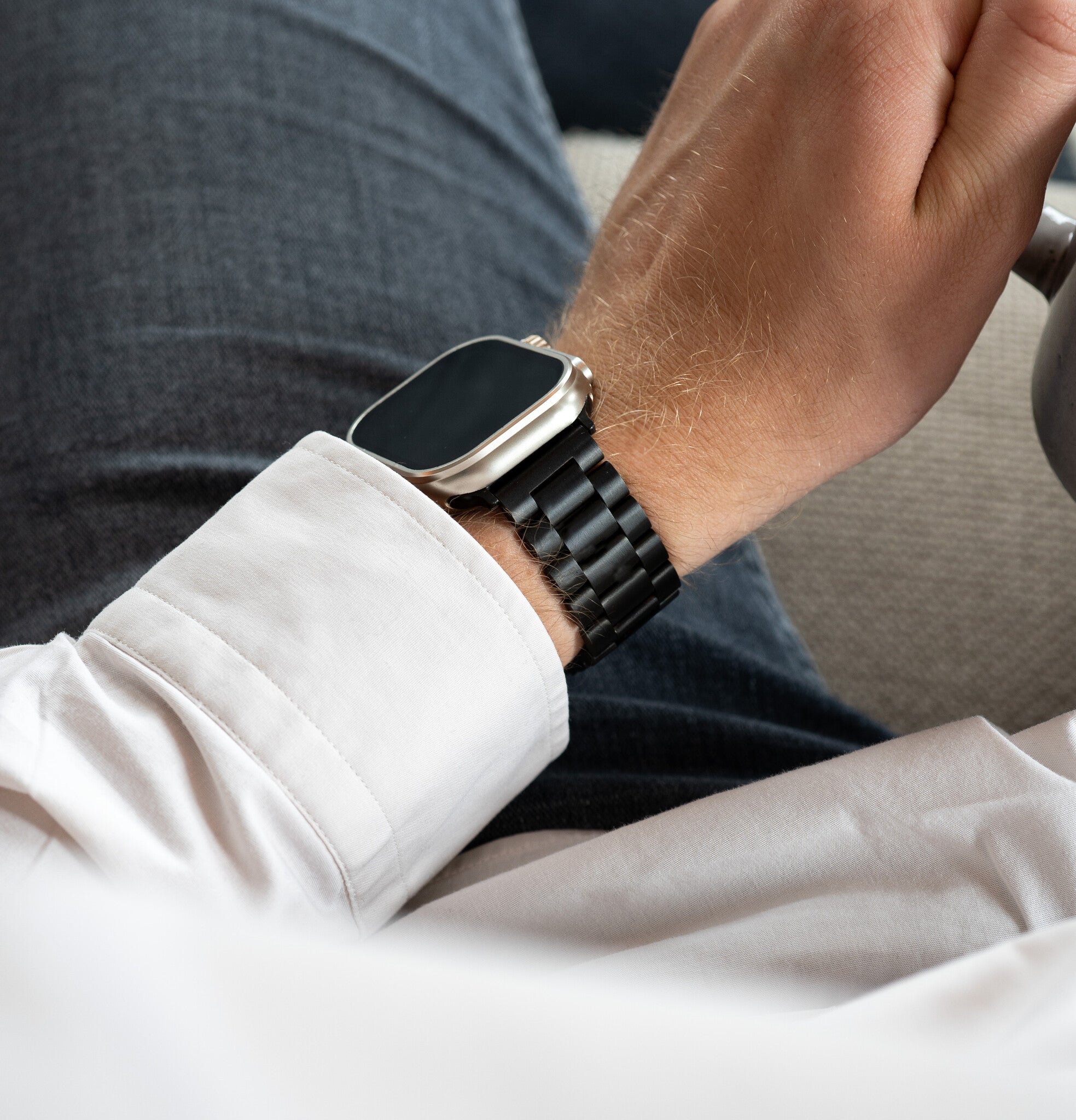 Apple Watch Ultra stalen band (donkergrijs)