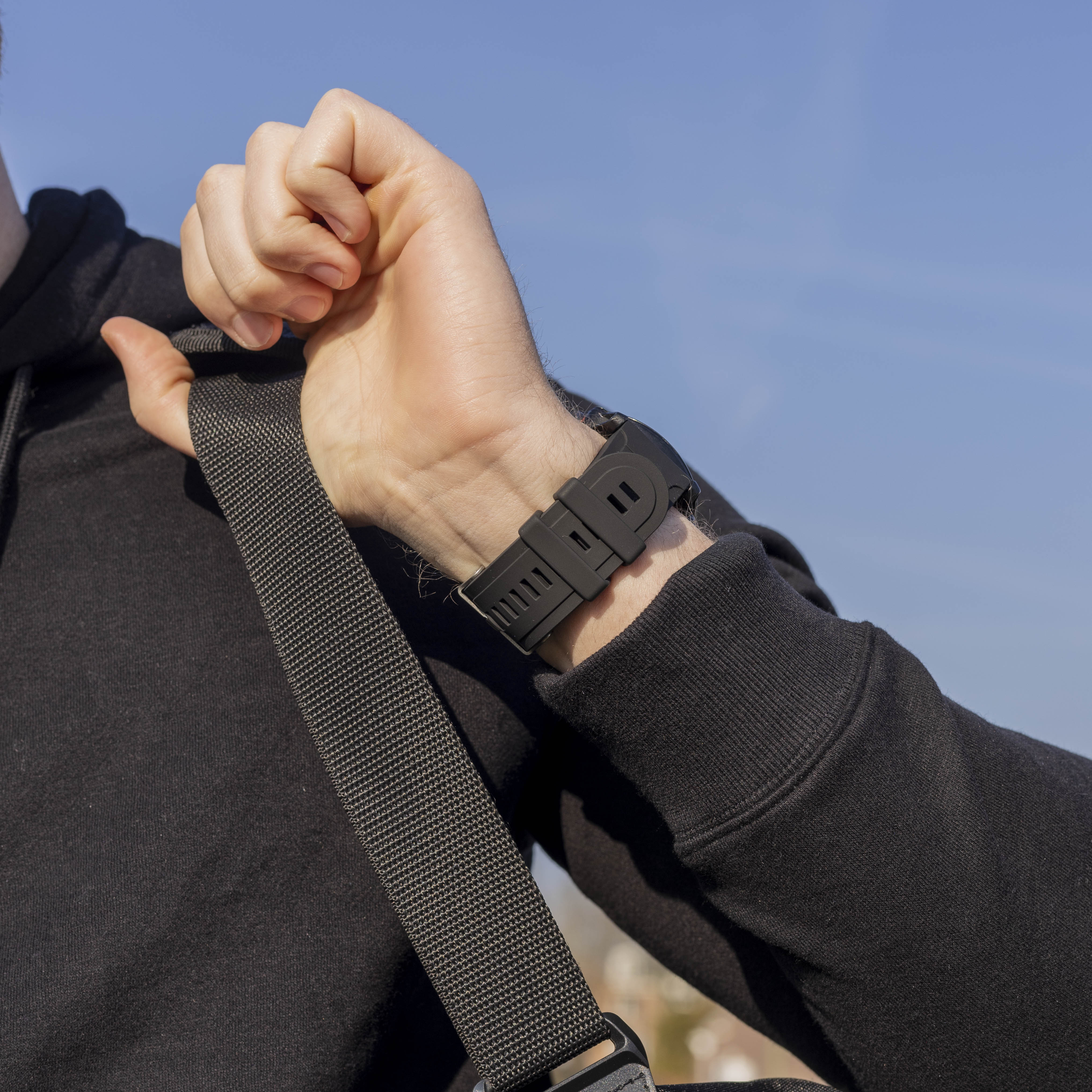 Garmin Fenix 5x/6x glänzendes Silikonarmband (Schwarz)