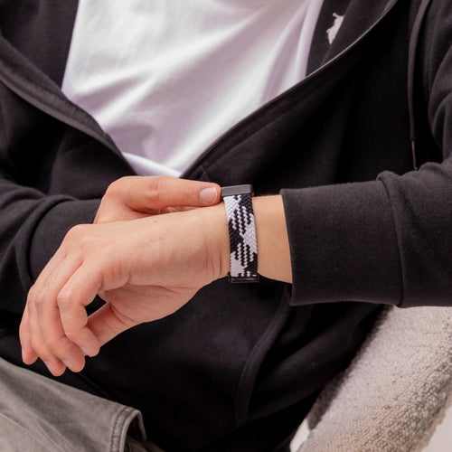 Bracelet tressé Huawei Band 10 (mandala noir)