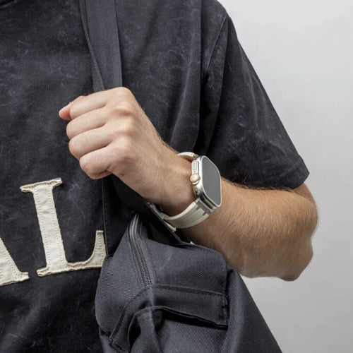BALR. Apple Watch Ultra Liquid Silicone Strap (Beige/Titanium)
