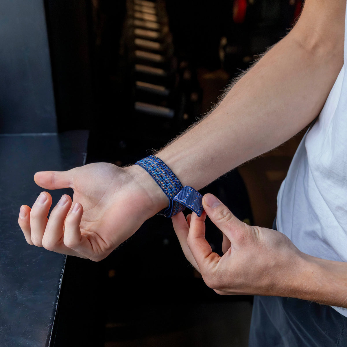 Nylon Loop Strap, blue mix, lifestyle photo