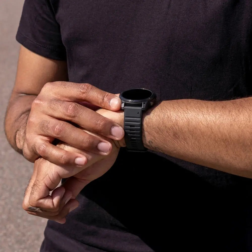 Garmin Fenix 5x / 6x Outdoor Silikonarmband (Schwarz)