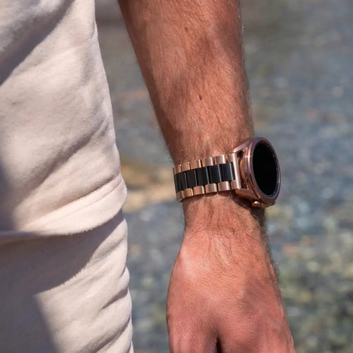 Bracelet acier Samsung Galaxy Watch 46mm (or rose/noir)