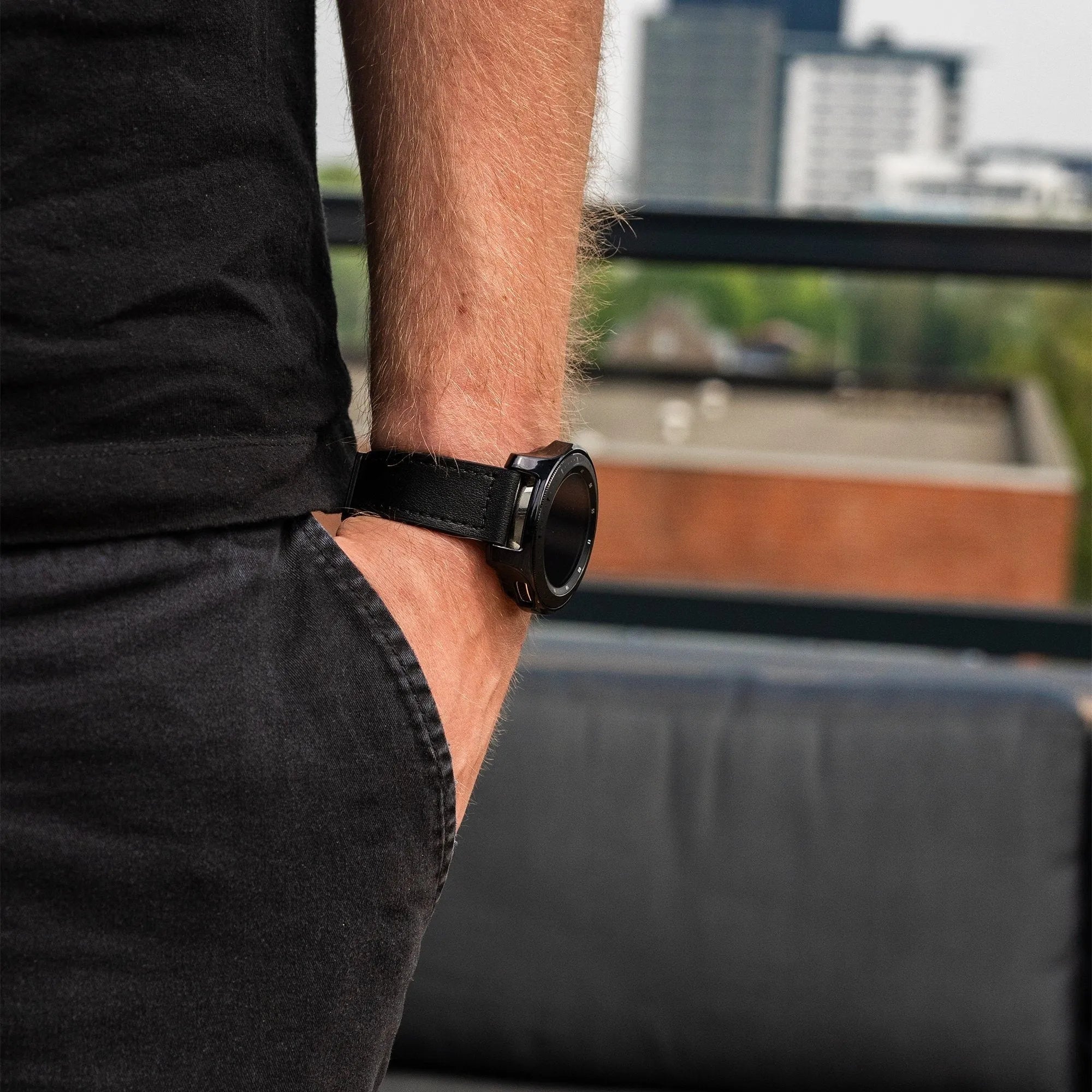 Correa cuero con hebilla Amazfit Balance 2 (negro)