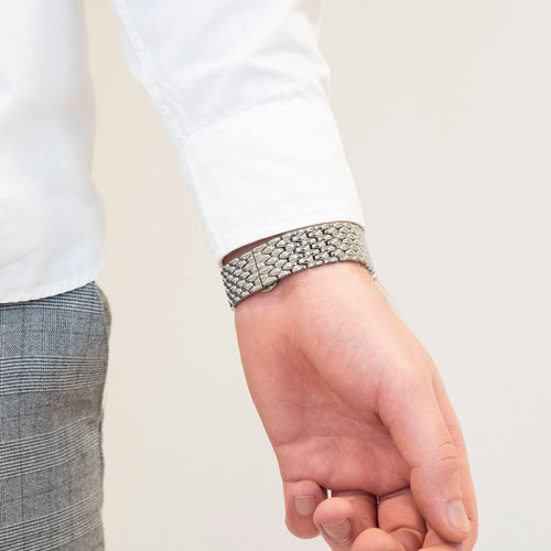 Bandz Coros Pace 2 stalen band 'Dragon' (zilver)