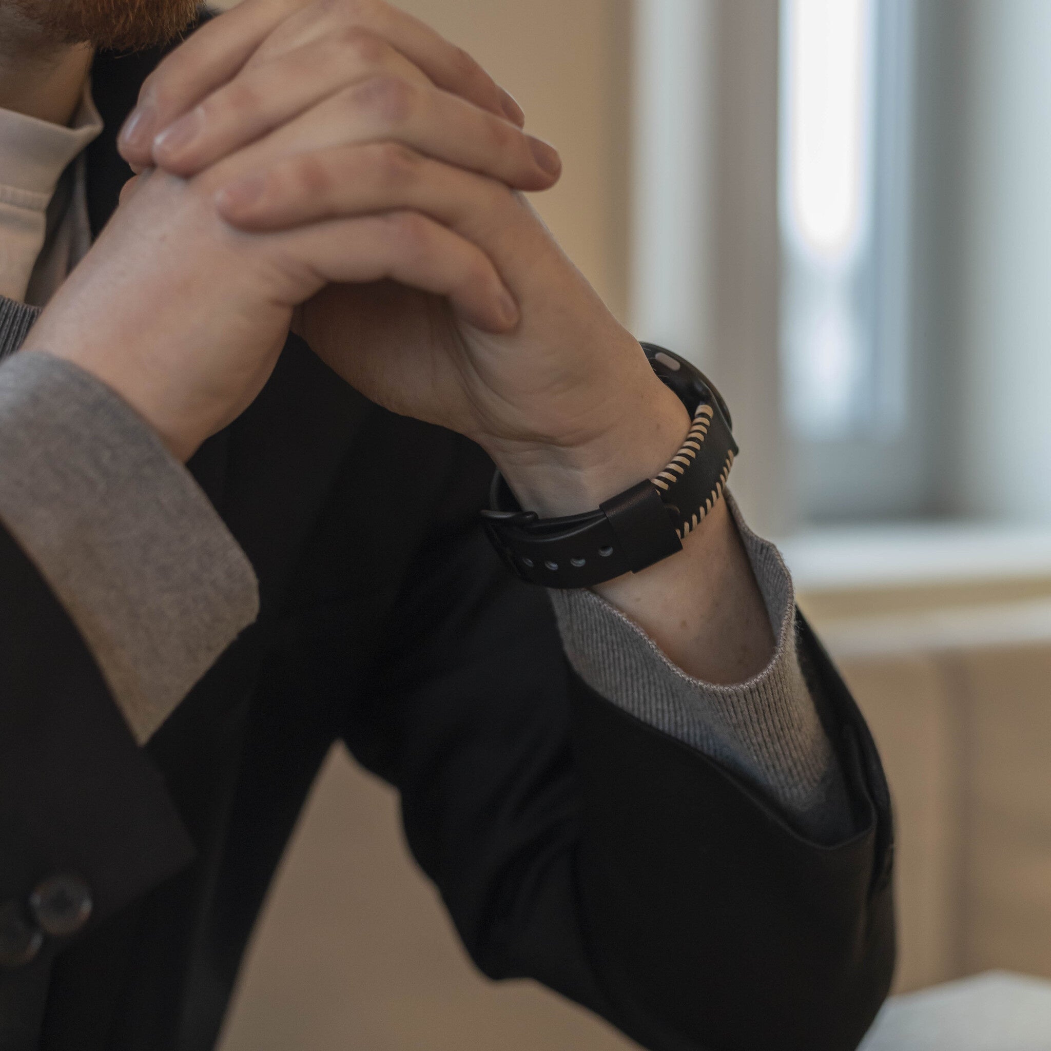 CMF Watch Pro 3 Genähtes Lederarmband (Schwarz)
