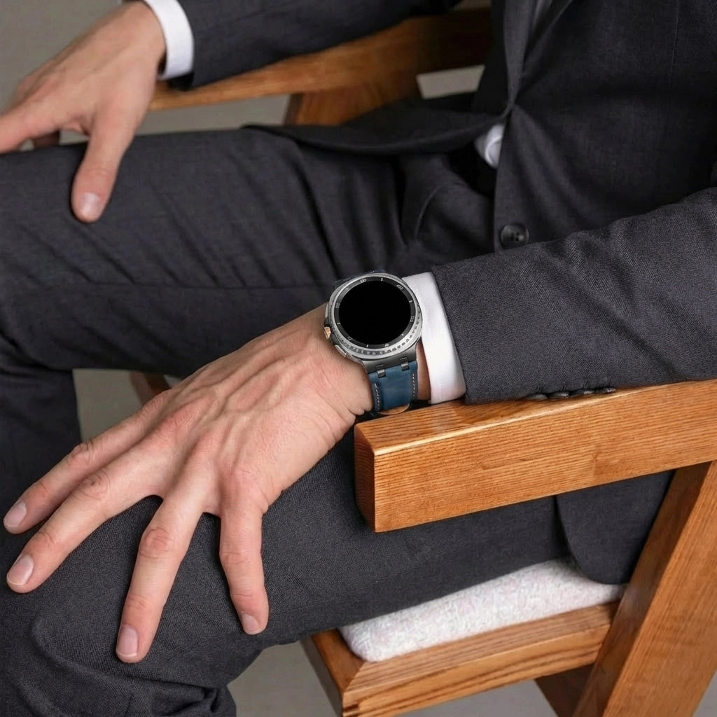 Samsung Galaxy Watch Ultra Solid Leather Strap (Dark Blue)