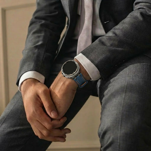 Samsung Galaxy Watch 8 Classic Solides Lederarmband (Dunkelblau)