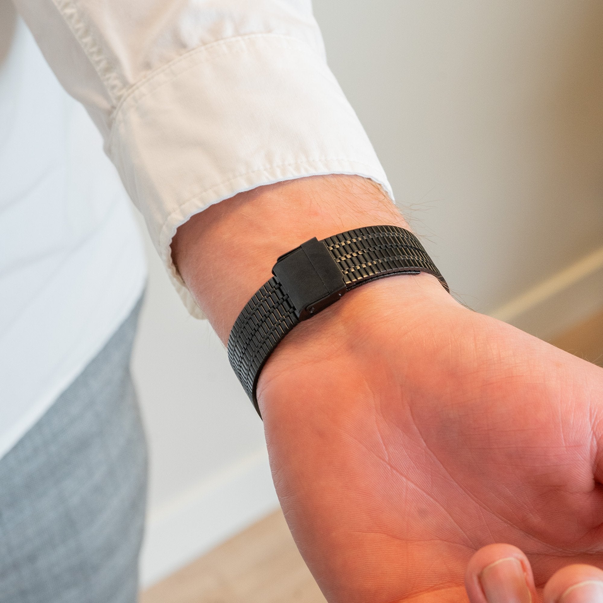 Bandz Garmin Venu SQ 2 Verstellbares Stahlarmband (Schwarz)