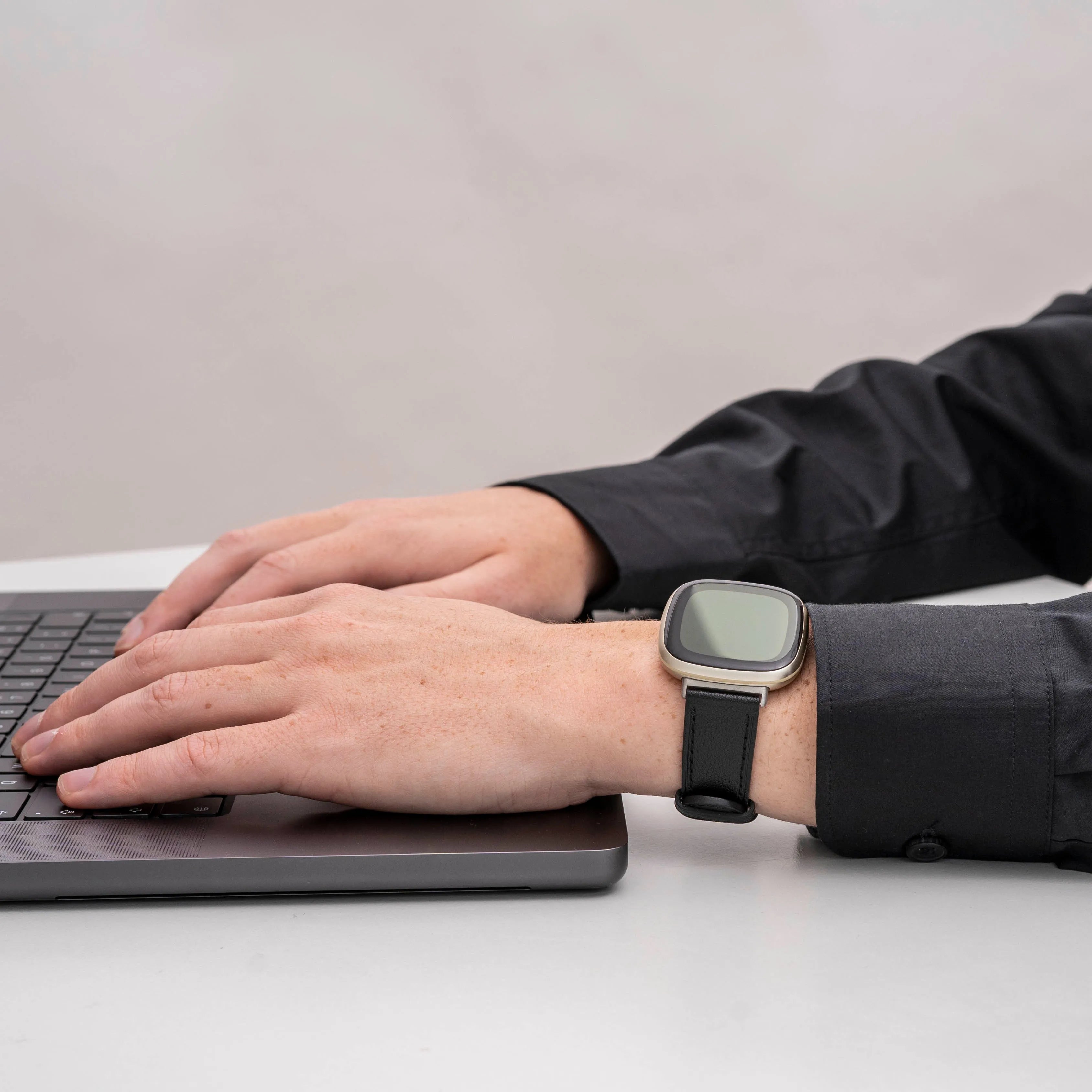 Fitbit Sense Leather Strap (Slim Black)