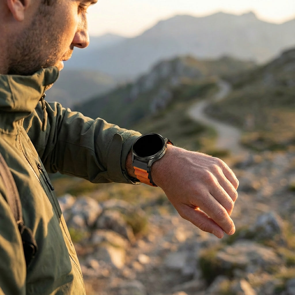 Bandz Correa nylon Alpine Garmin Forerunner 55 (negro/naranja)