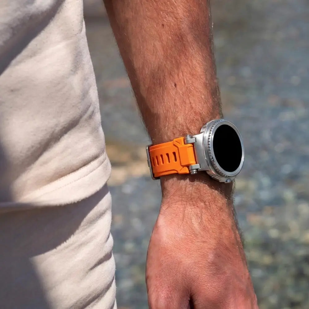 Samsung Galaxy Watch 8 - 40mm 'Explorer' Silicone Strap (Orange with Titanium)