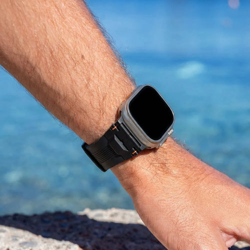 Bandz Apple Watch Liquid Silicone Strap 'Explorer' (Black with Black)