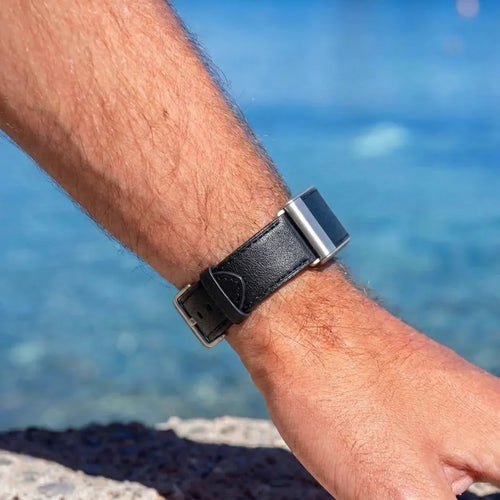 Kompatibel mit Whoop 5.0 Lederarmband (Schwarz)