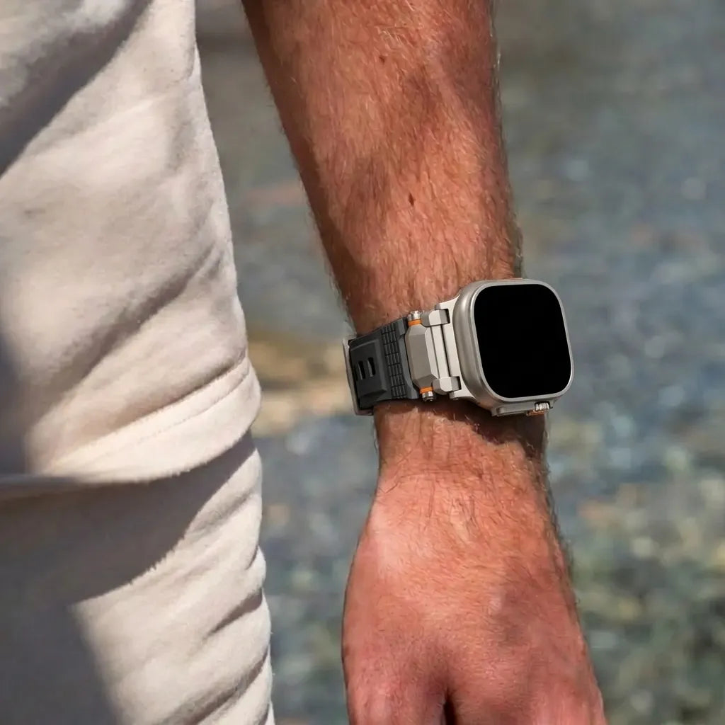 Correa silicona 'Aventurero' Apple Watch (negra/titanio)