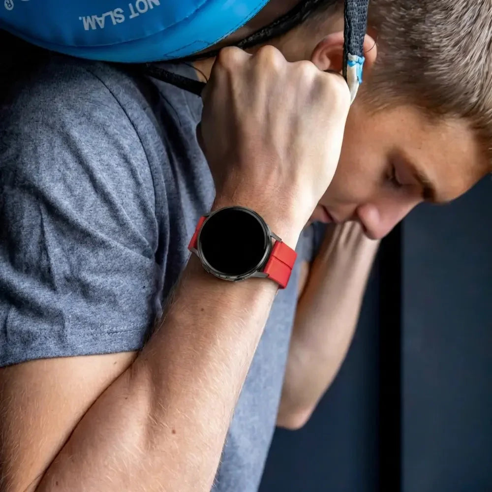 Bandz Garmin Venu 2 Plus Silicone Strap with D-Buckle (Red)
