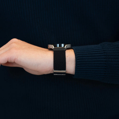 Bandz Samsung Galaxy Watch 6 44mm gevlochten nylon band (zwart)