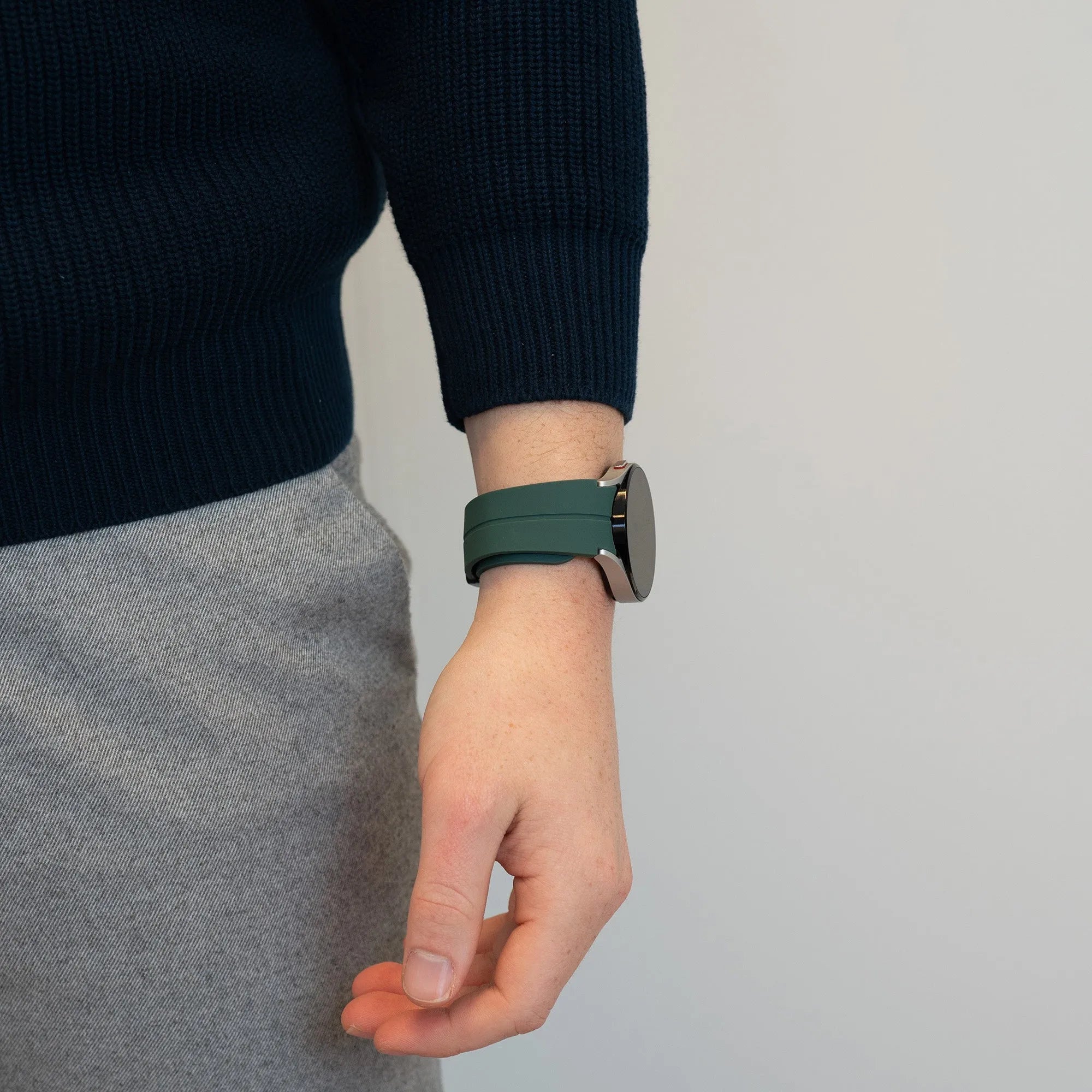 D-Buckle Silicone Strap, dark green, lifestyle photo