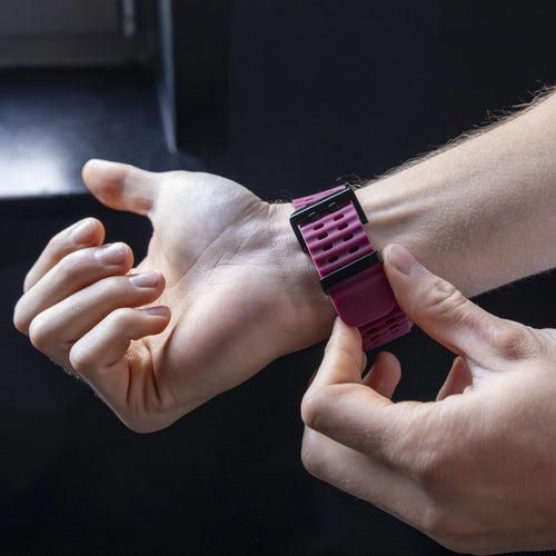 Silicone Ocean Strap, wine red, lifestyle photo