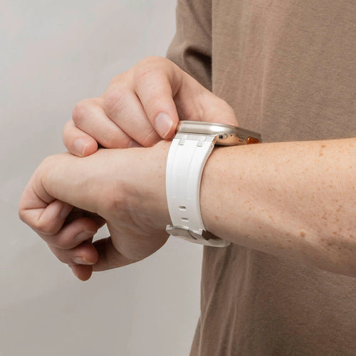 Correa silicona liquida de lujo Apple Watch (blanco con plata)