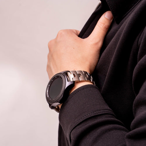 Bracelet titane grain (fermoir plat) Samsung Galaxy Watch 3 45mm (argent)