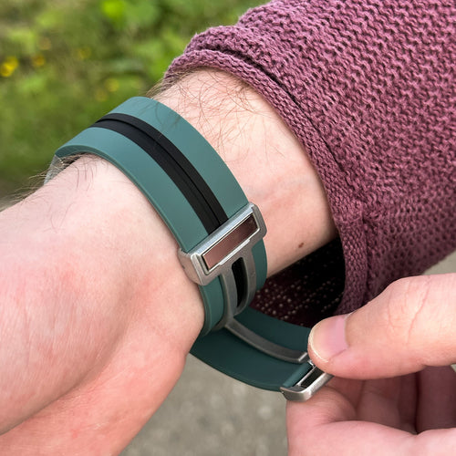 Silicone Magnetic Sport Strap, green/black, lifestyle photo