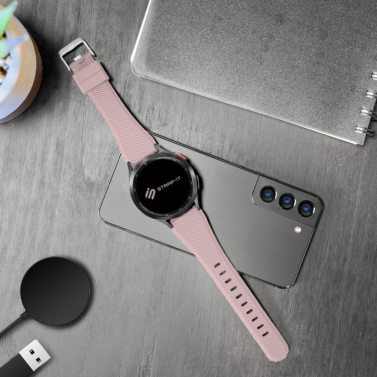 Bracelet silicone sergé Withings ScanWatch Nova (rose)