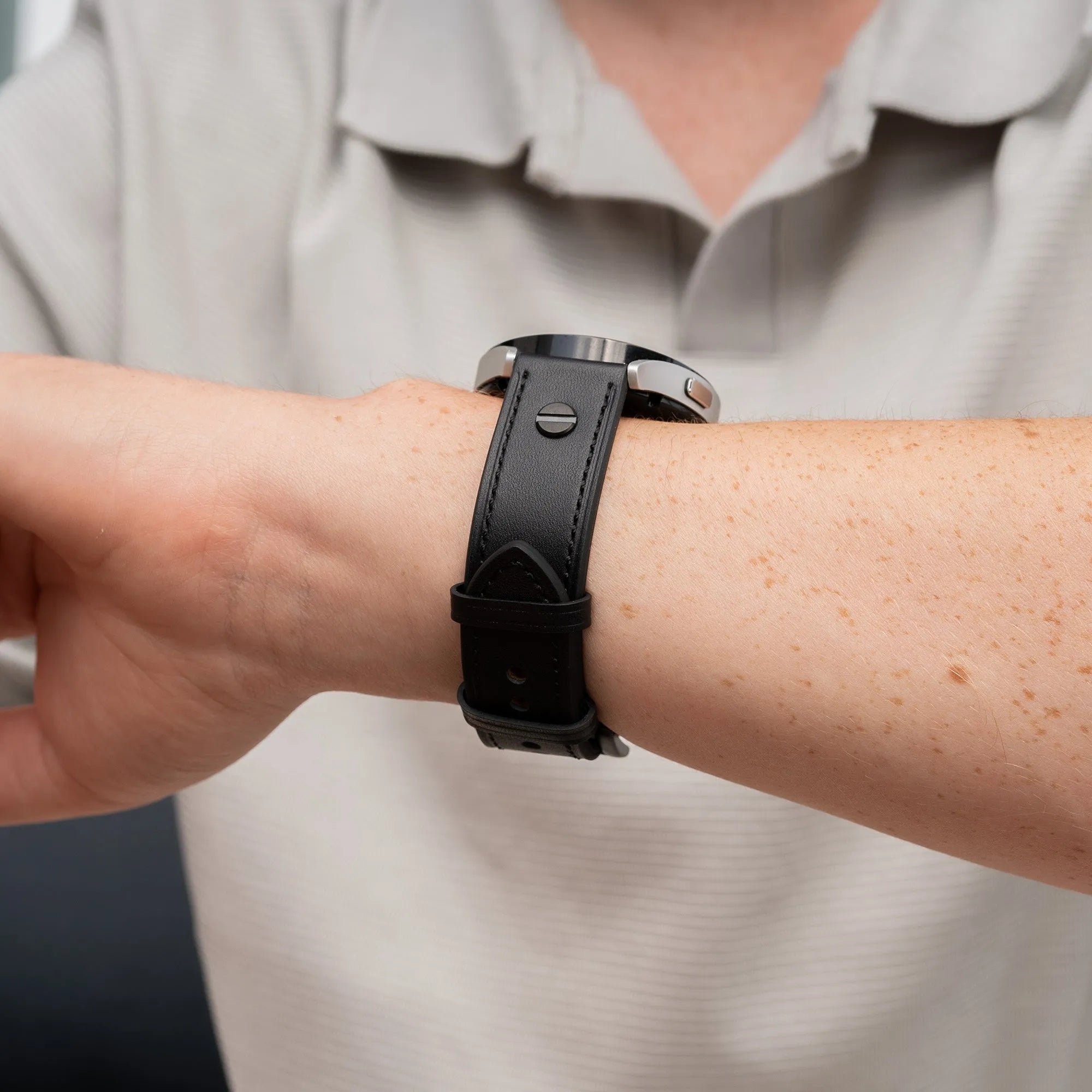 Amazfit Balance Leather Strap with Screw (Black)