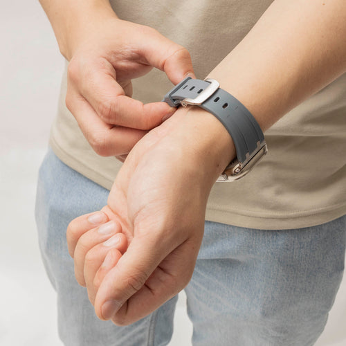Bandz Apple Watch Ultra Silicone Strap 'Luxe Liquid' (Dark Grey with Silver)