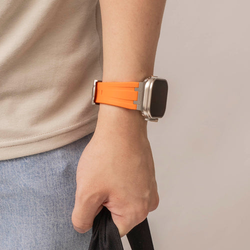 Apple Watch Ultra Luxury Liquid Silicone Strap (Orange/Titanium)