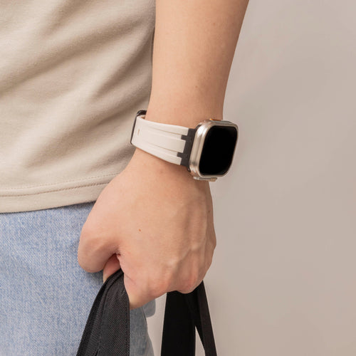 Bandz Correa silicona 'Luxe Liquid' Apple Watch Ultra (beige con negro)