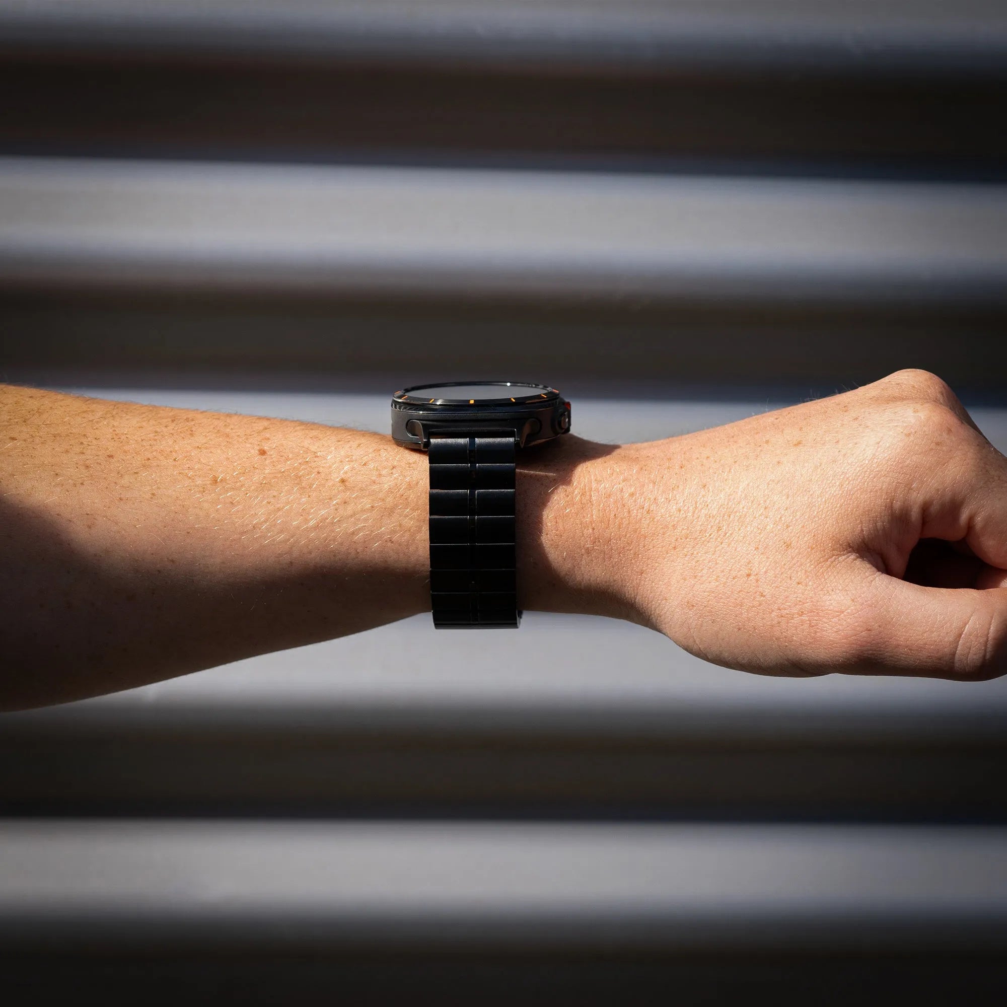 Premium Metal Strap, black, lifestyle photo