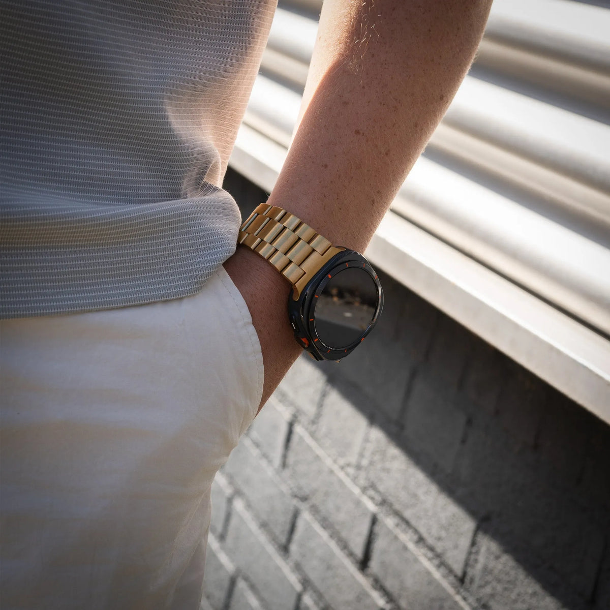Steel Strap, gold, lifestyle photo