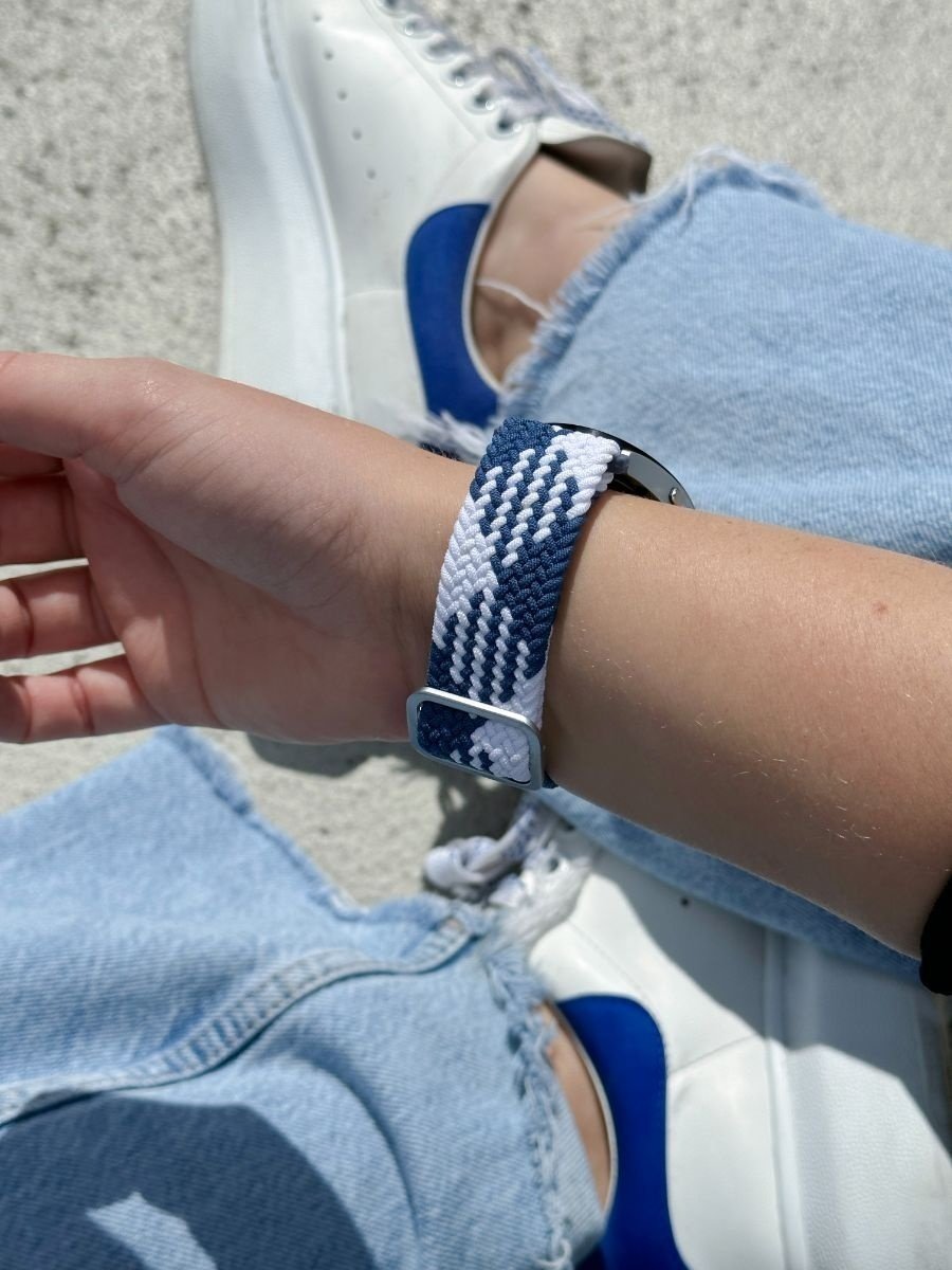 Redmi Watch 5 Lite verstelbaar geweven bandje (blauw/wit)