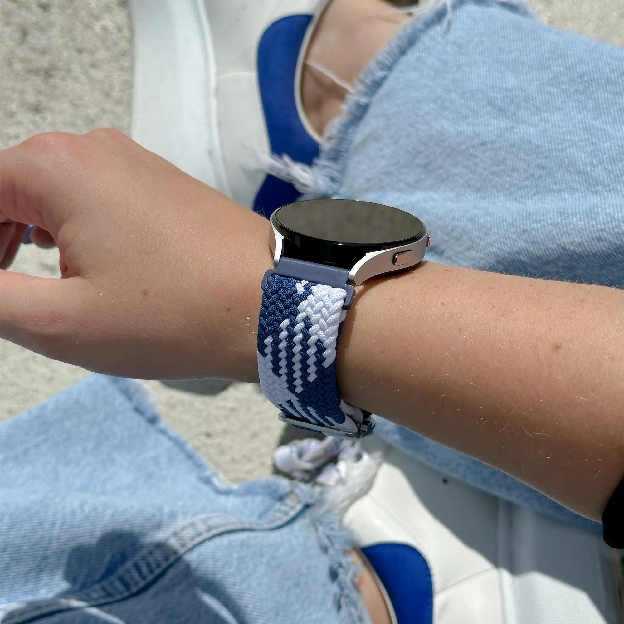 Amazfit GTR Mini Adjustable Braided Strap (Blue/White)