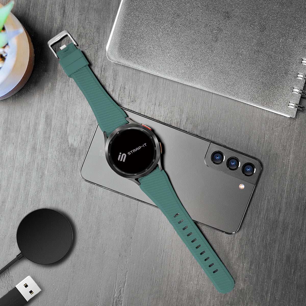 Bracelet silicone sergé Oppo Watch X (vert sapin)