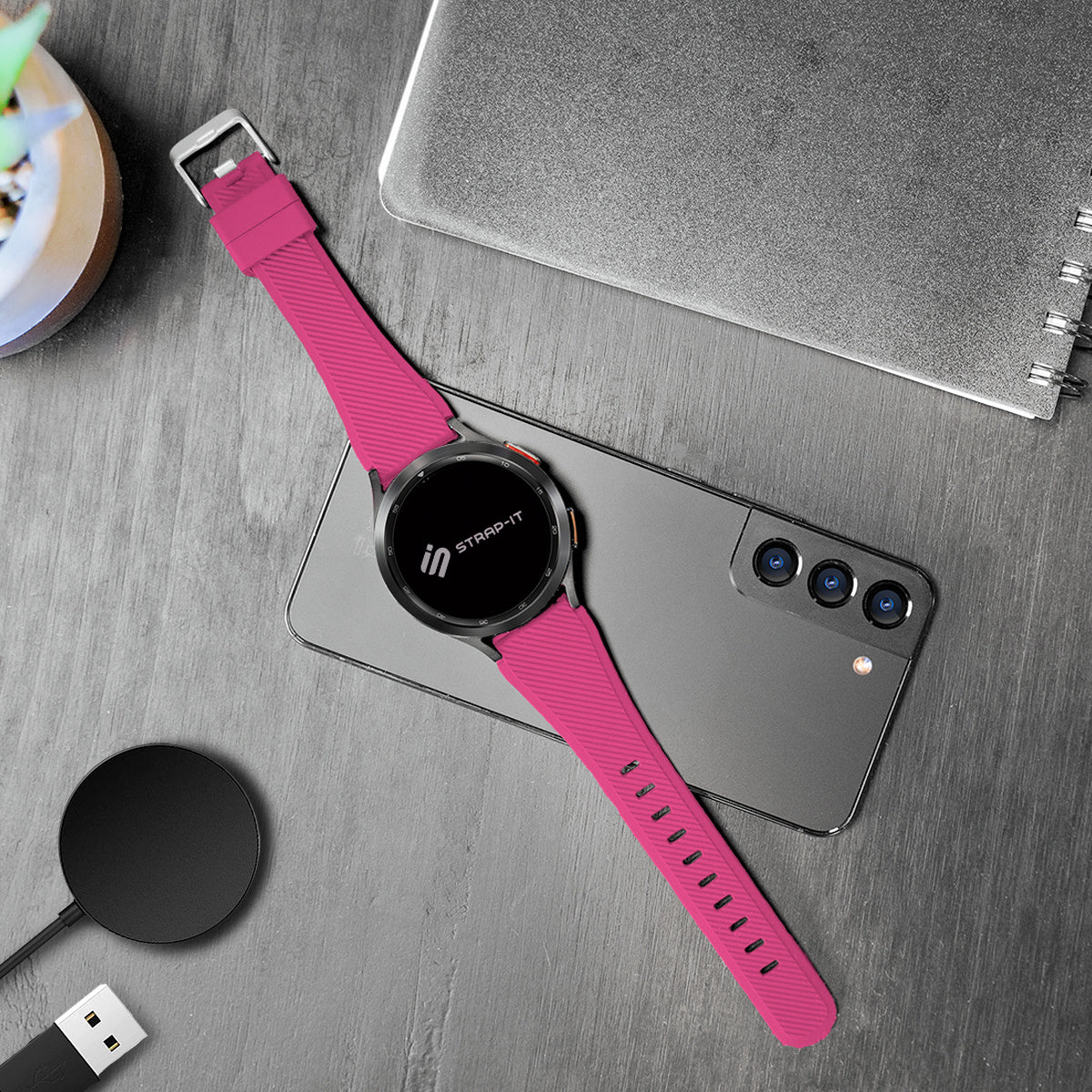 Withings ScanWatch Nova Twill Silicone Strap (Bright Pink)